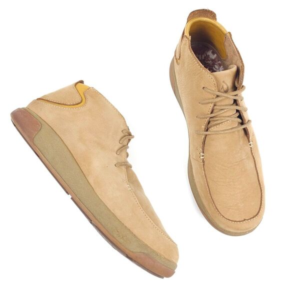 OluKai Loli'i Puki Nubuck Leather Drop Heel Tan Chukka Boots 9 Minimal Gorpcore - Picture 1 of 9